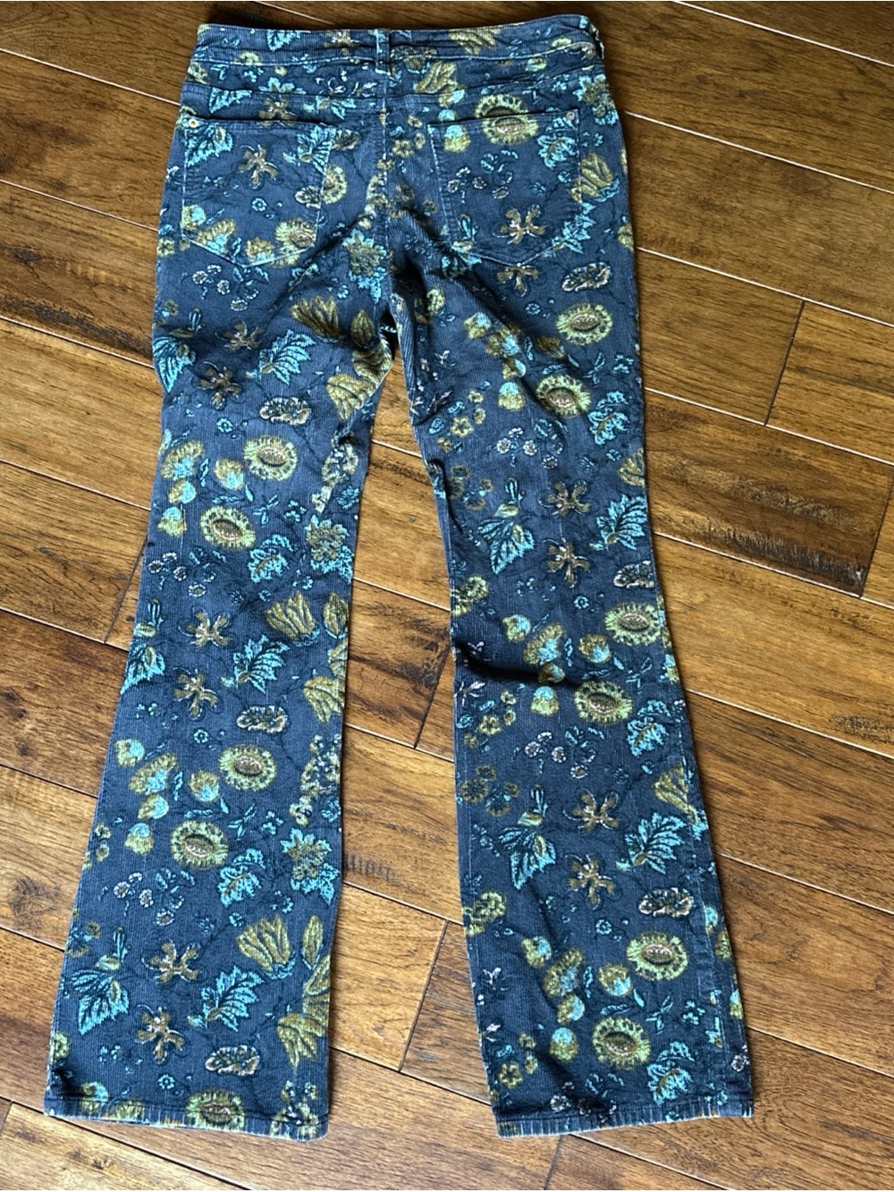Anthropologie Pilcro The Icon Flare Bootcut Corduroy Jeans Black Floral 29 Boho - Picture 6 of 8